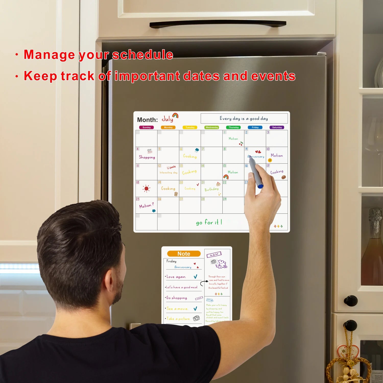 Magnetic Calendar for Fridge Monthly Weekly Planner 