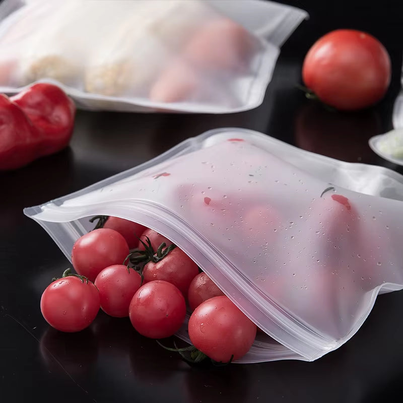 Silicone Food Storage Containers Reusable Food Storage Bags Lunch Bags Stand up Zip Shut Bag Cup Fresh Food Leakproof Containers