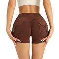 Nude High Waist Sports Shorts – Quick Drying & Pocket